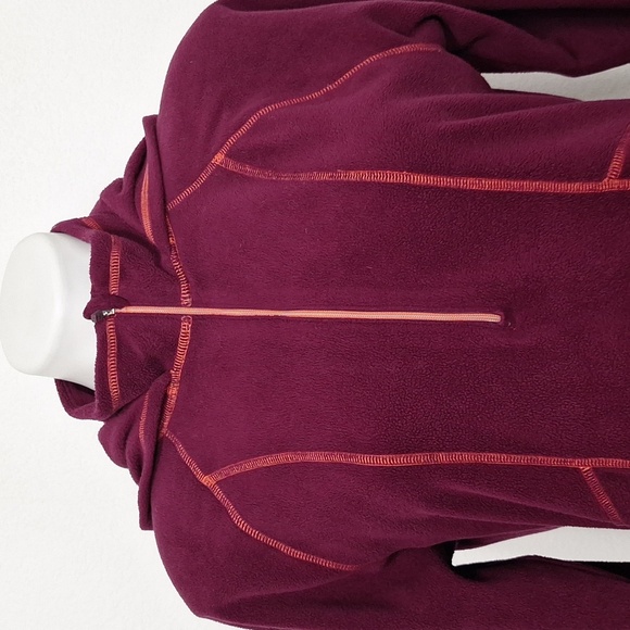 Athleta Burgundy Sporty Sky High Polartec Half Zip Pullover Embroidered Hoodie M - Picture 2 of 13